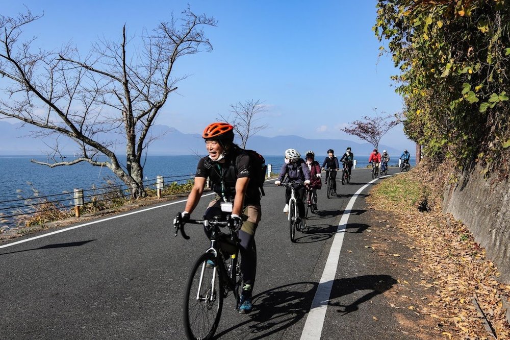 余呉湖スノーサイクリング