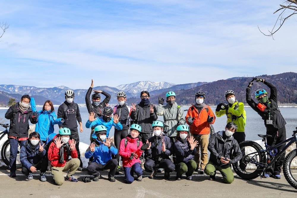 余呉湖スノーサイクリング